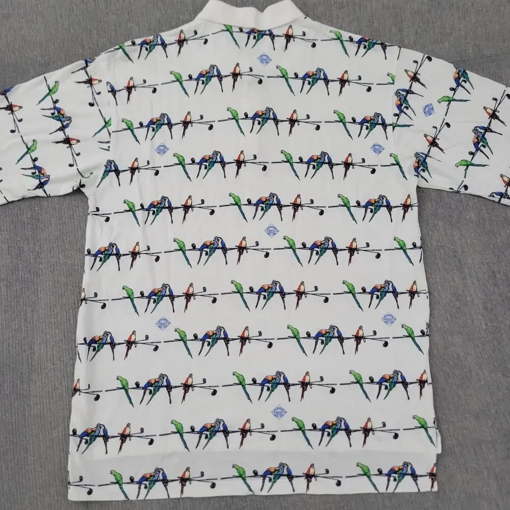 Vintage 90s Genuine Tabasco Hot Sauce Sportwear Polo Shirt Mens L Parrots Golf - Picture 3 of 11